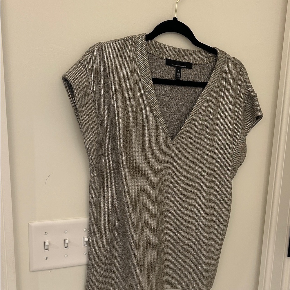 White House Black Market Metallic V-Neck Blouse